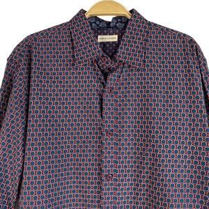 Sable & Stone Flip Cuffs Button Up Shirt Men L Purple Dots Paisley Long Sleeve